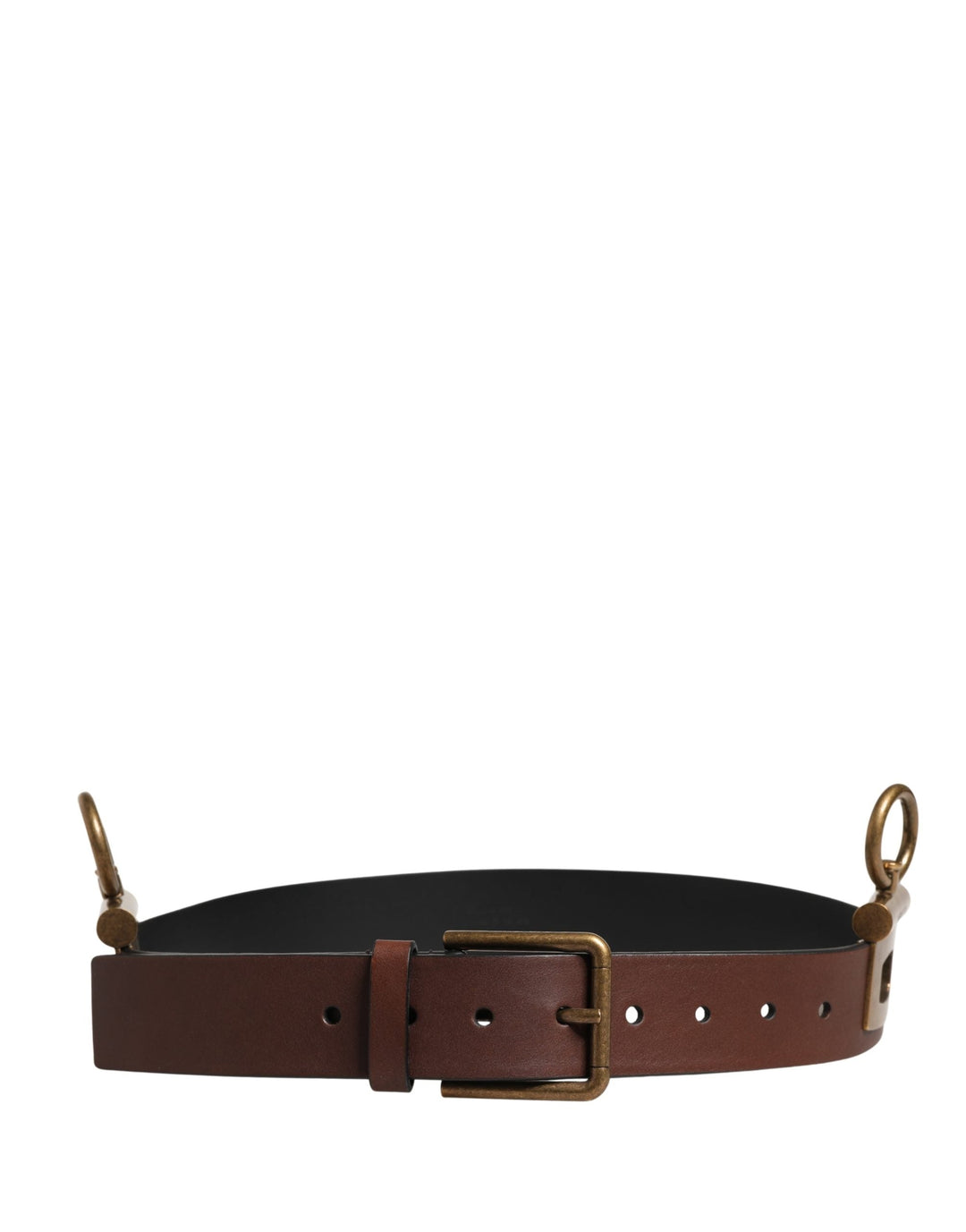 Dolce &amp; Gabbana Men Brown Classic Leather Metal Buckle Belt