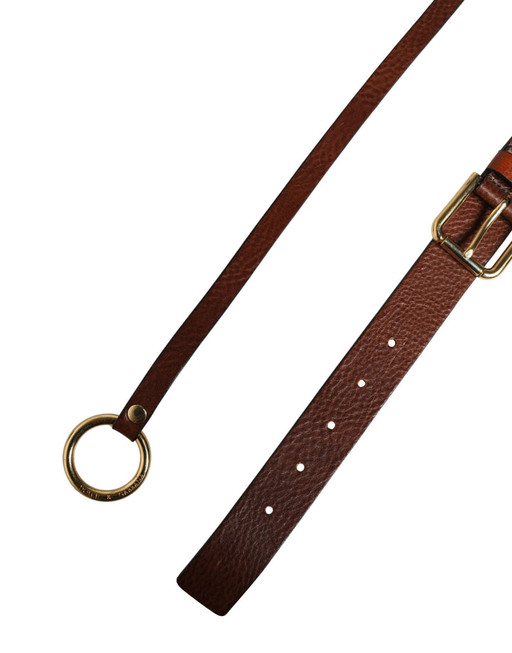Dolce &amp; Gabbana Men Brown Classic Leather Metal Buckle Belt