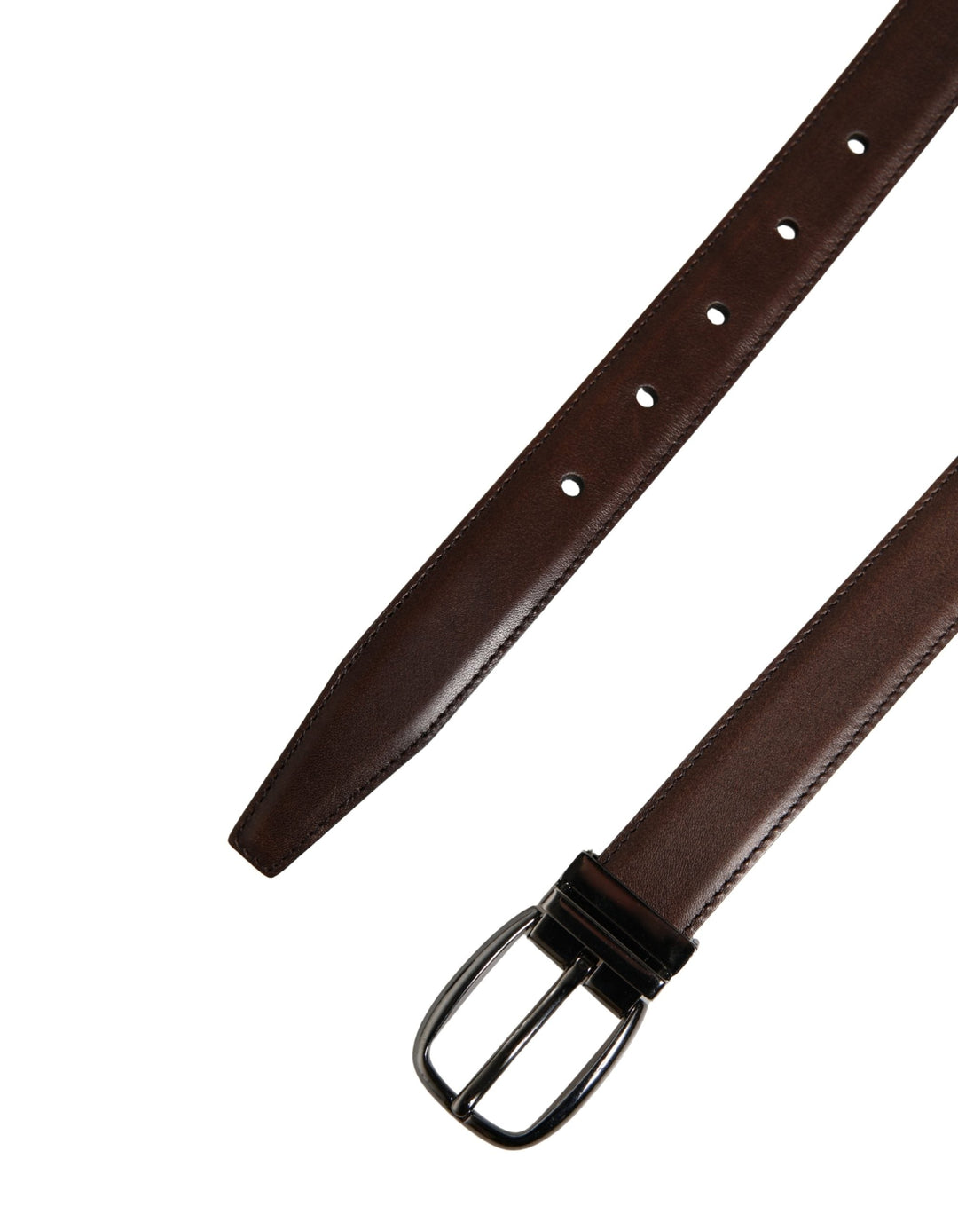 Dolce &amp; Gabbana Men Brown Classic Leather Metal Buckle Belt