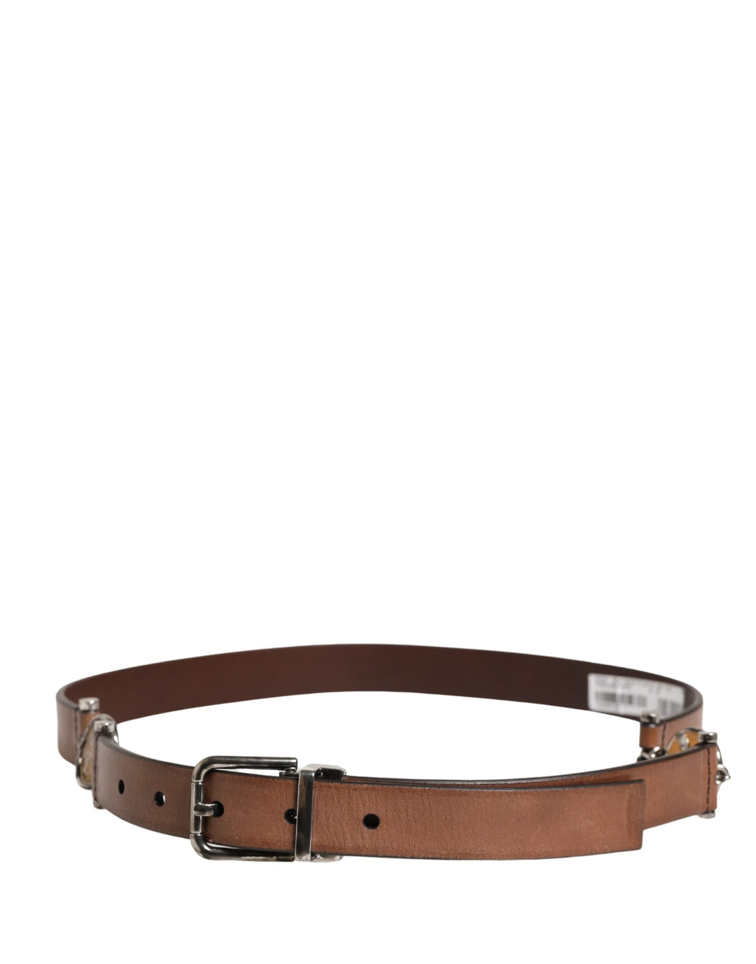 Dolce &amp; Gabbana Men Brown Classic Leather Metal Buckle Belt
