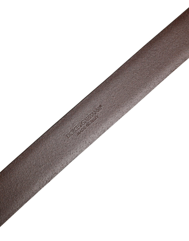 Dolce &amp; Gabbana Men Brown Classic Leather Metal Buckle Belt