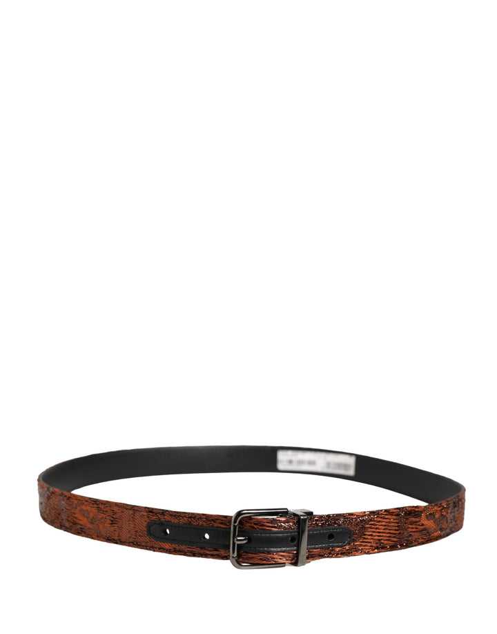 Dolce &amp; Gabbana Men Brown Classic Polyester Metal Buckle Belt