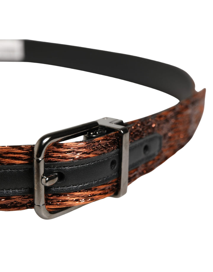 Dolce &amp; Gabbana Men Brown Classic Polyester Metal Buckle Belt