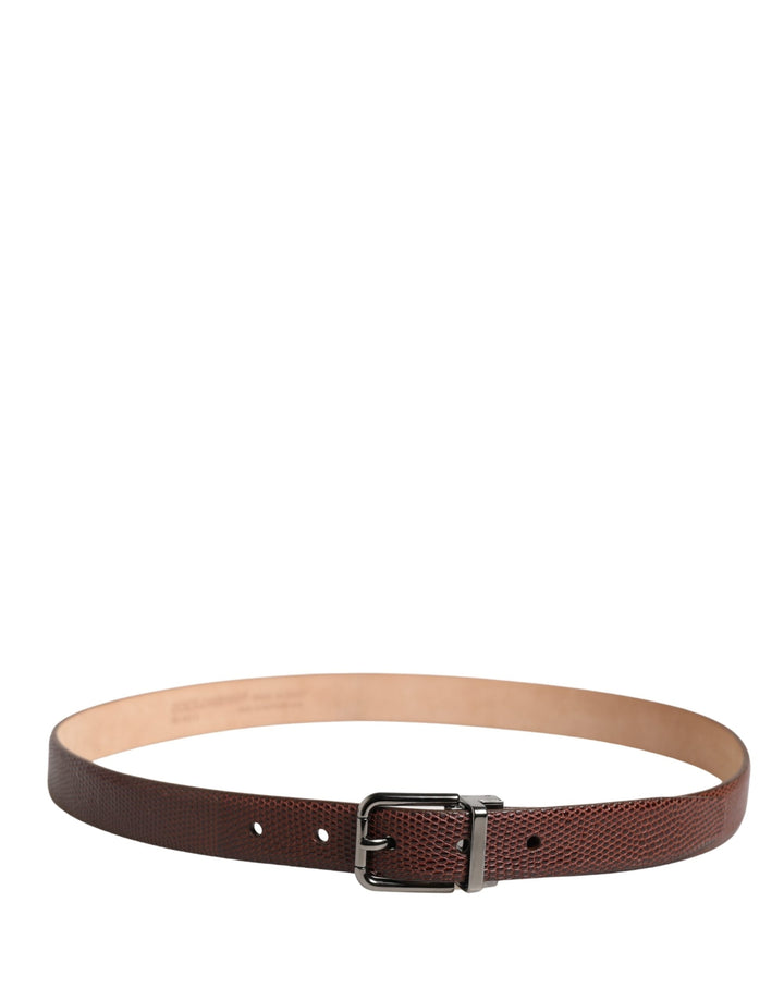 Dolce &amp; Gabbana Men Brown Goatskin Leather Metal Buckle Belt
