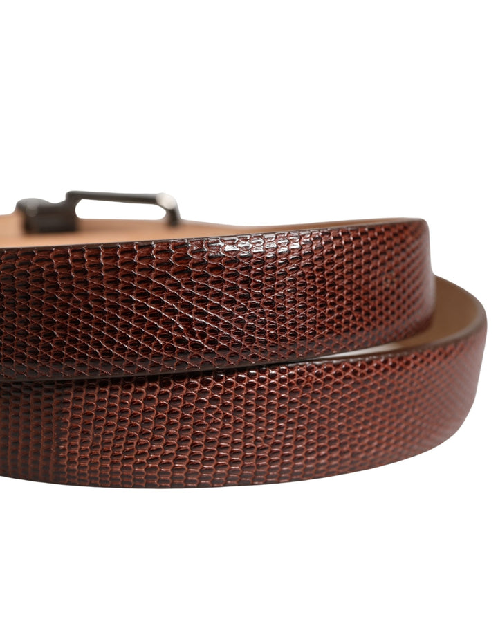Dolce &amp; Gabbana Men Brown Goatskin Leather Metal Buckle Belt