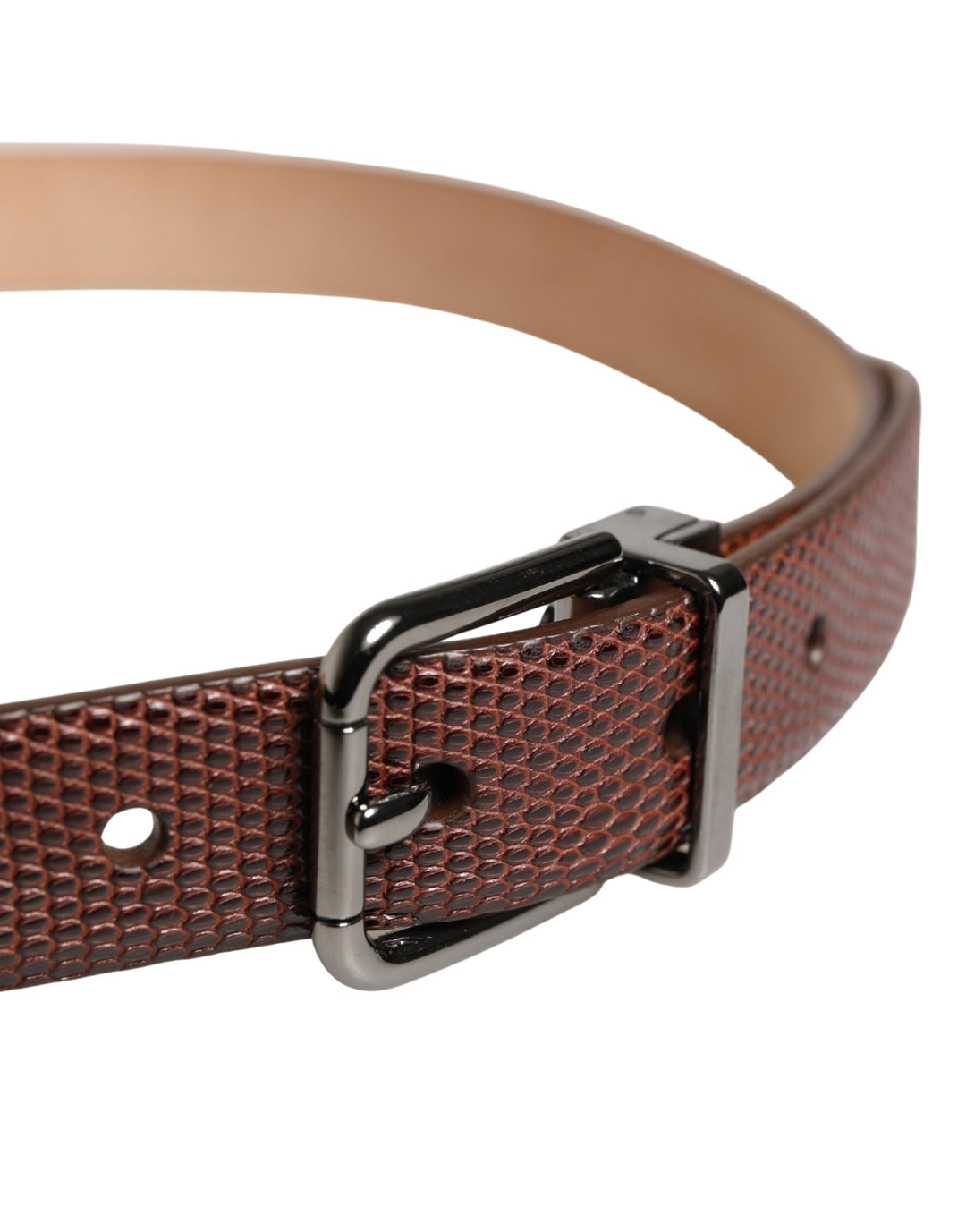 Dolce &amp; Gabbana Men Brown Goatskin Leather Metal Buckle Belt