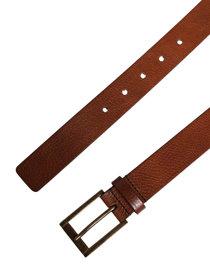 Dolce &amp; Gabbana Men Brown Leather Classic Metal Buckle Belt