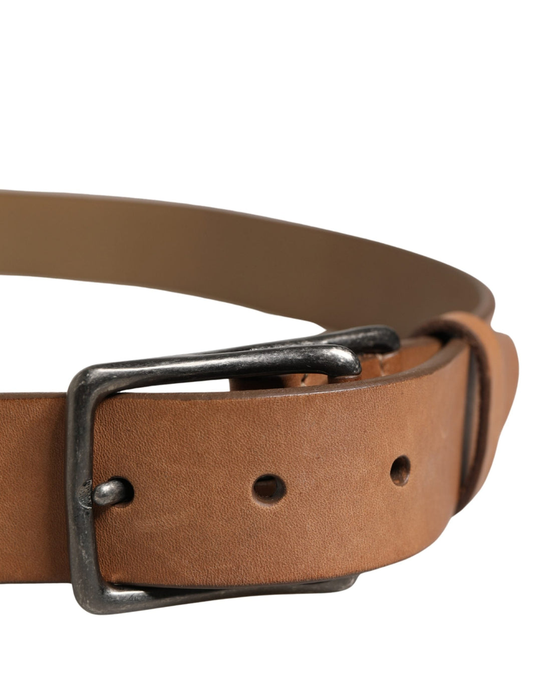 Dolce &amp; Gabbana Men Brown Leather Classic Metal Buckle Belt