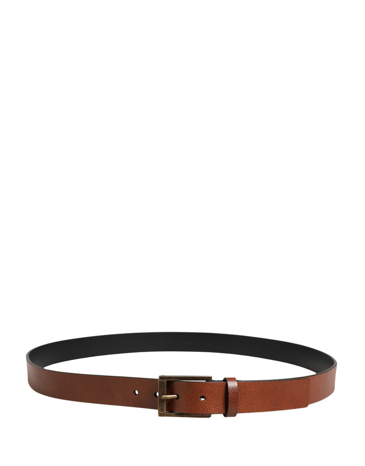Dolce &amp; Gabbana Men Brown Leather Classic Metal Buckle Belt