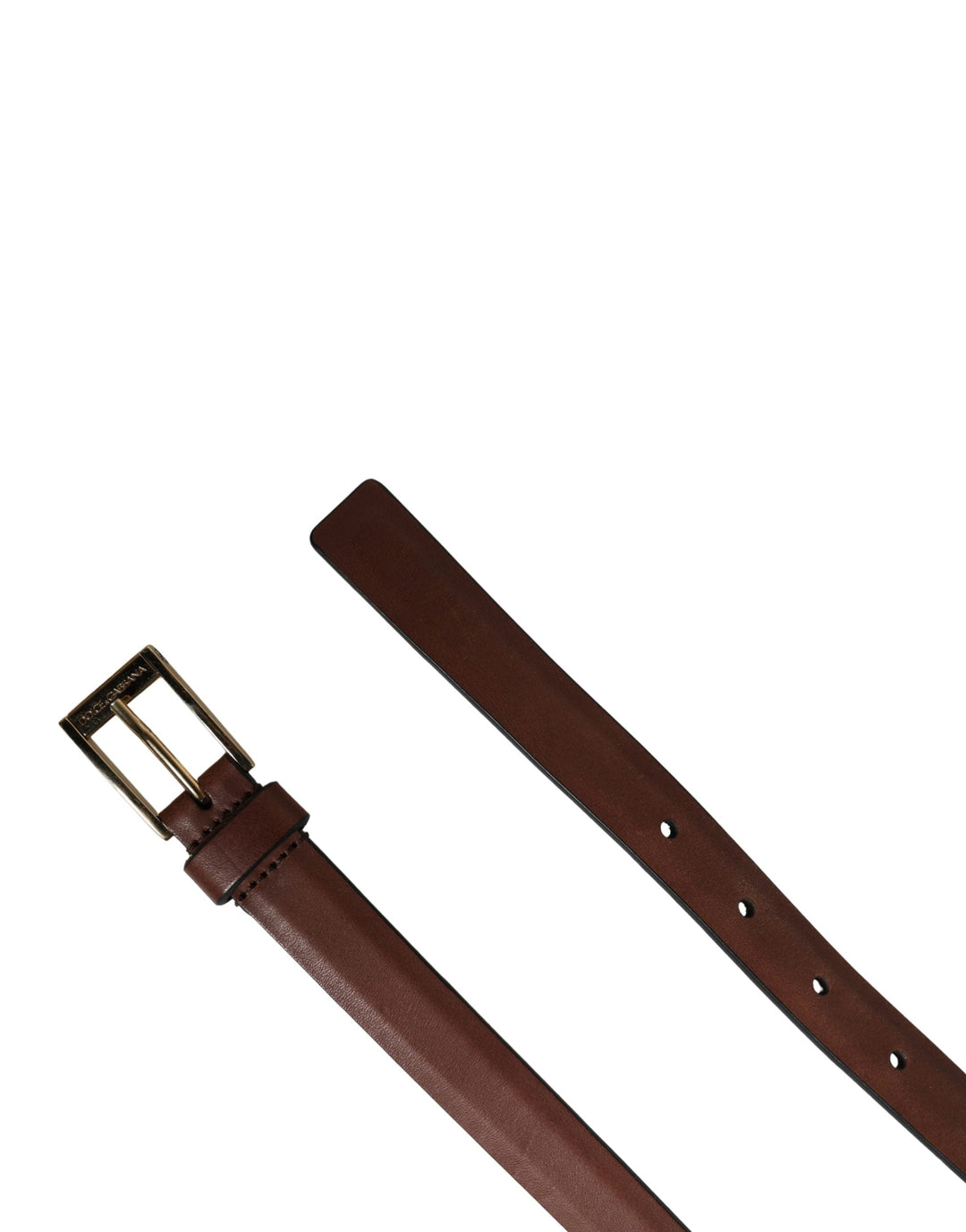 Dolce &amp; Gabbana Men Brown Leather Classic Metal Buckle Belt