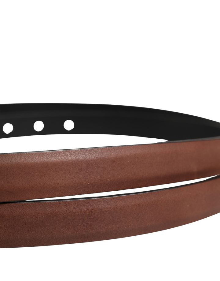 Dolce &amp; Gabbana Men Brown Leather Classic Metal Buckle Belt