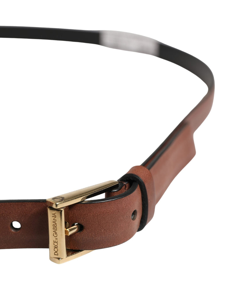 Dolce &amp; Gabbana Men Brown Leather Classic Metal Buckle Belt