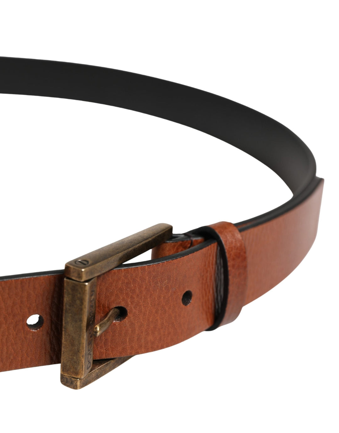 Dolce &amp; Gabbana Men Brown Leather Classic Metal Buckle Belt