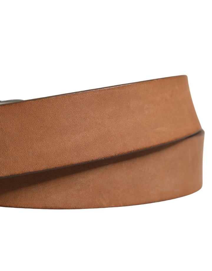 Dolce &amp; Gabbana Men Brown Leather Classic Metal Buckle Belt