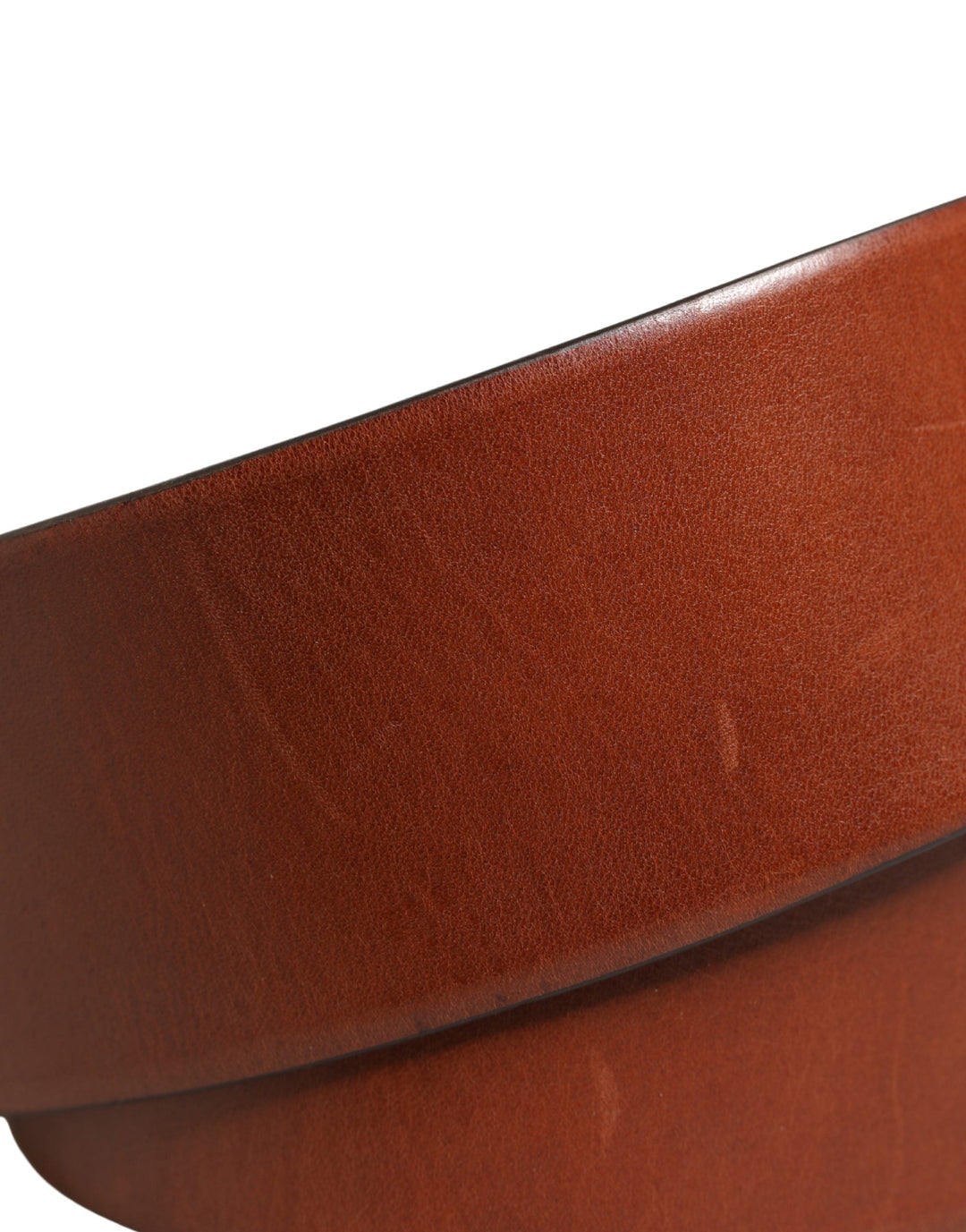 Dolce &amp; Gabbana Men Brown Leather Wide Waist Metal Round Buckle Belt