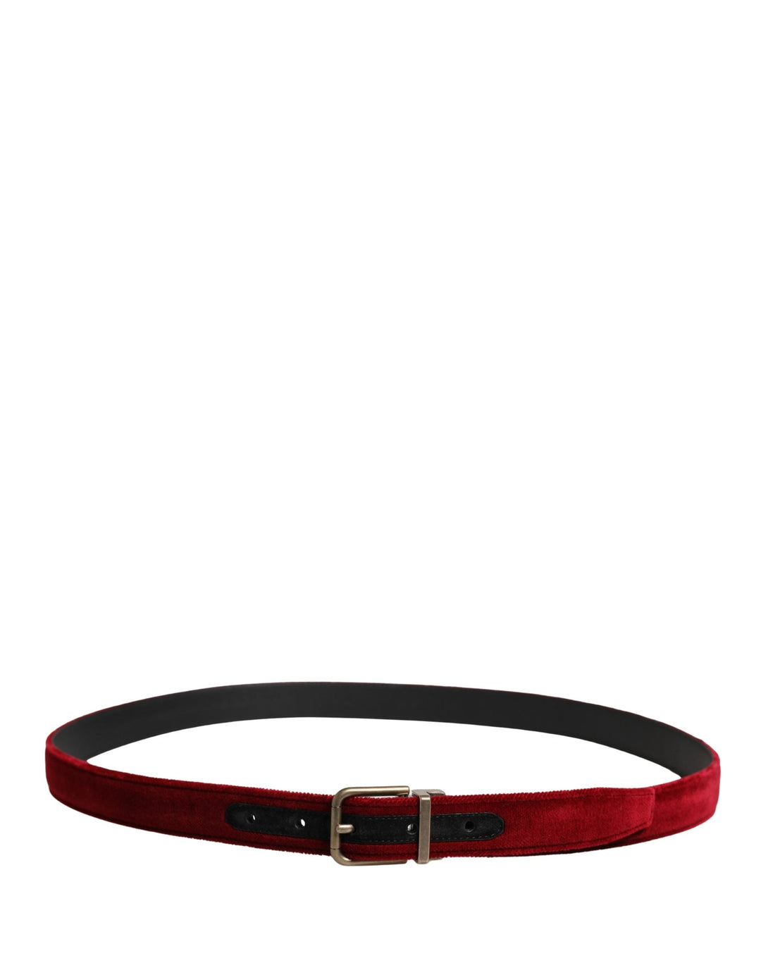 Dolce &amp; Gabbana Men Burgundy Velvet Cotton Metal Buckle Belt