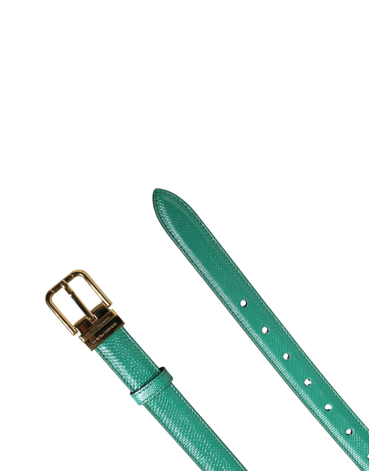 Dolce &amp; Gabbana Men Green Classic Leather Metal Buckle Belt