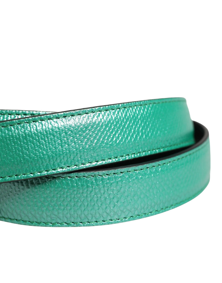 Dolce &amp; Gabbana Men Green Classic Leather Metal Buckle Belt