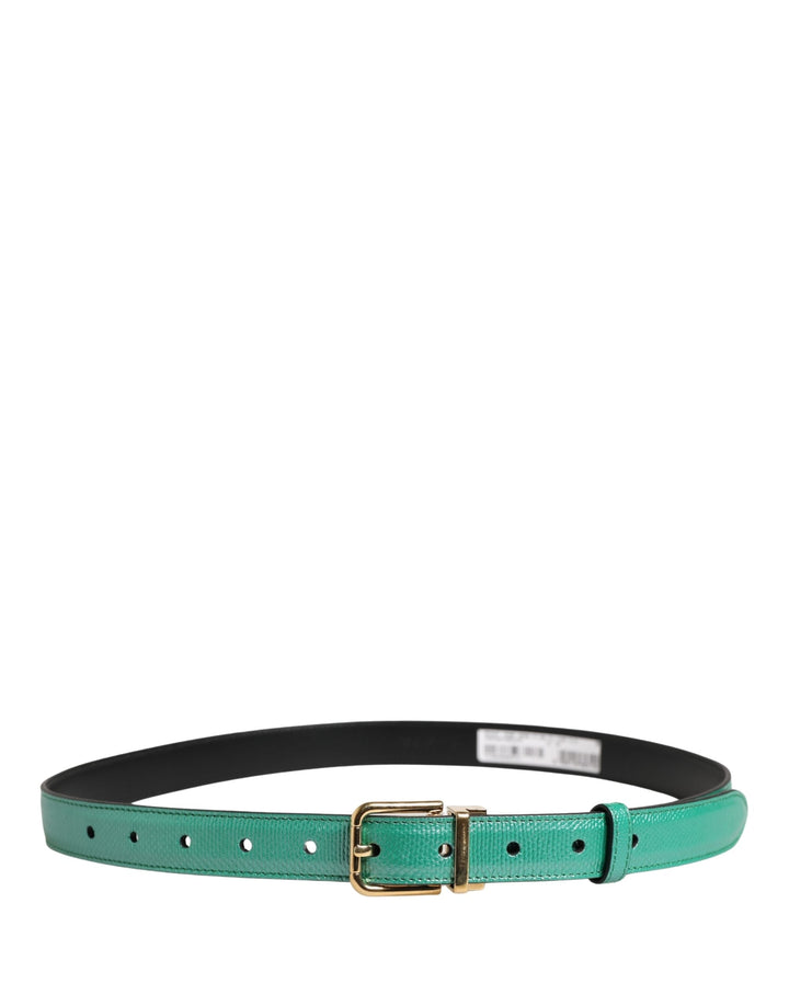 Dolce &amp; Gabbana Men Green Classic Leather Metal Buckle Belt