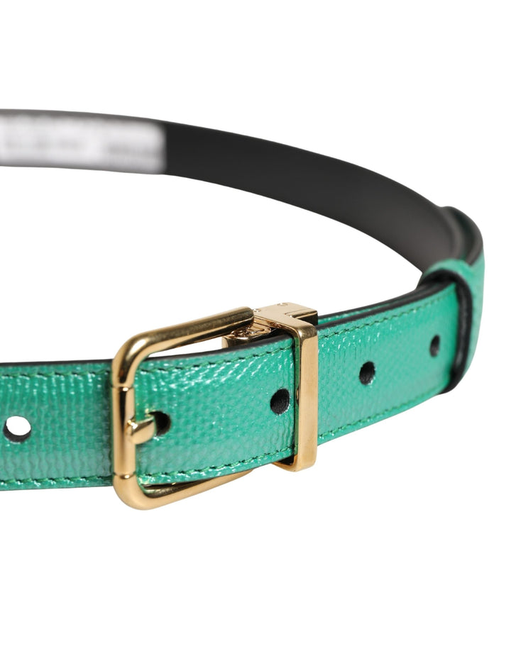Dolce &amp; Gabbana Men Green Classic Leather Metal Buckle Belt