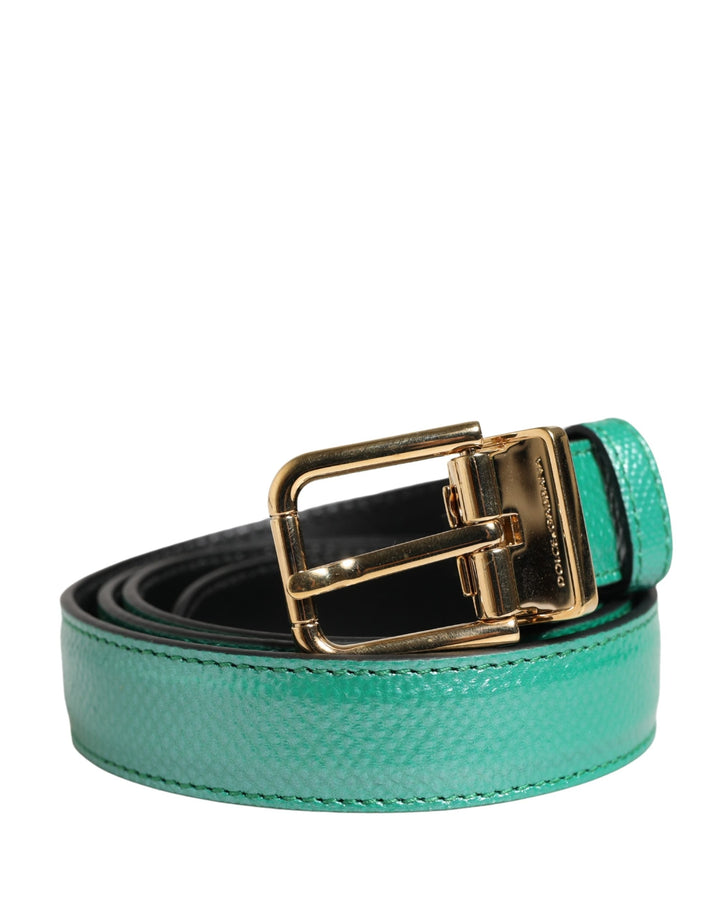 Dolce &amp; Gabbana Men Green Classic Leather Metal Buckle Belt