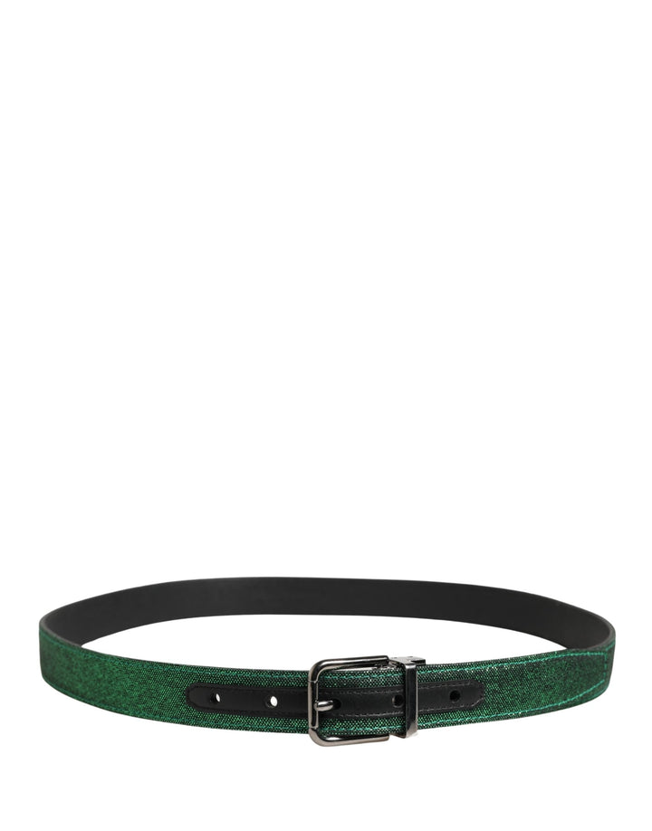 Dolce &amp; Gabbana Men Green Lurex Polyester Metal Buckle Belt