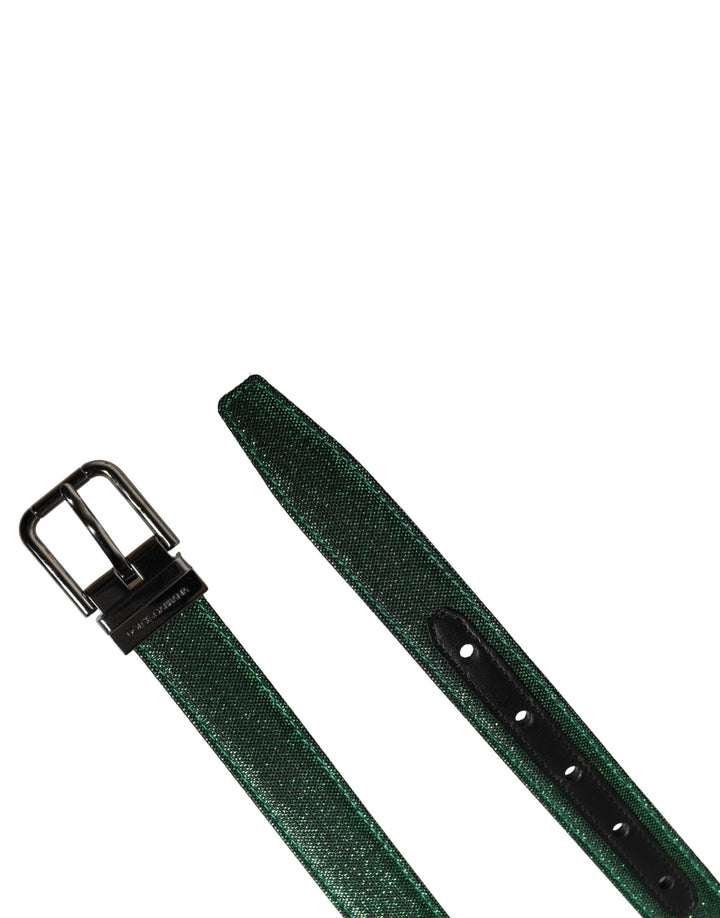 Dolce &amp; Gabbana Men Green Lurex Polyester Metal Buckle Belt