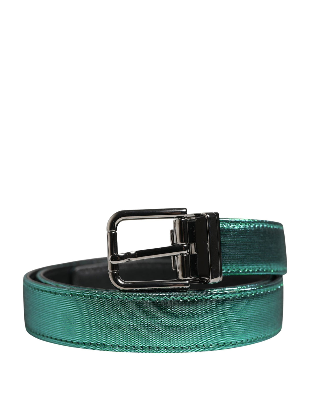 Dolce &amp; Gabbana Men Green Lurex Polyester Metal Buckle Belt