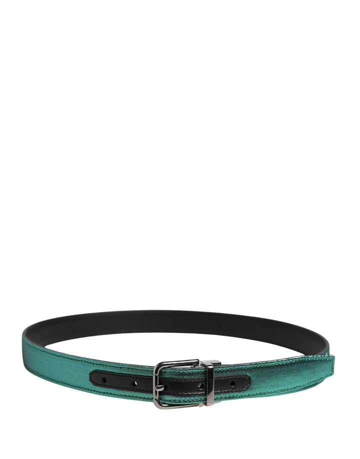 Dolce &amp; Gabbana Men Green Lurex Polyester Metal Buckle Belt