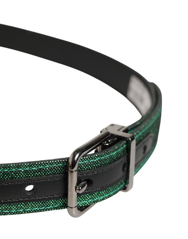 Dolce &amp; Gabbana Men Green Lurex Polyester Metal Buckle Belt