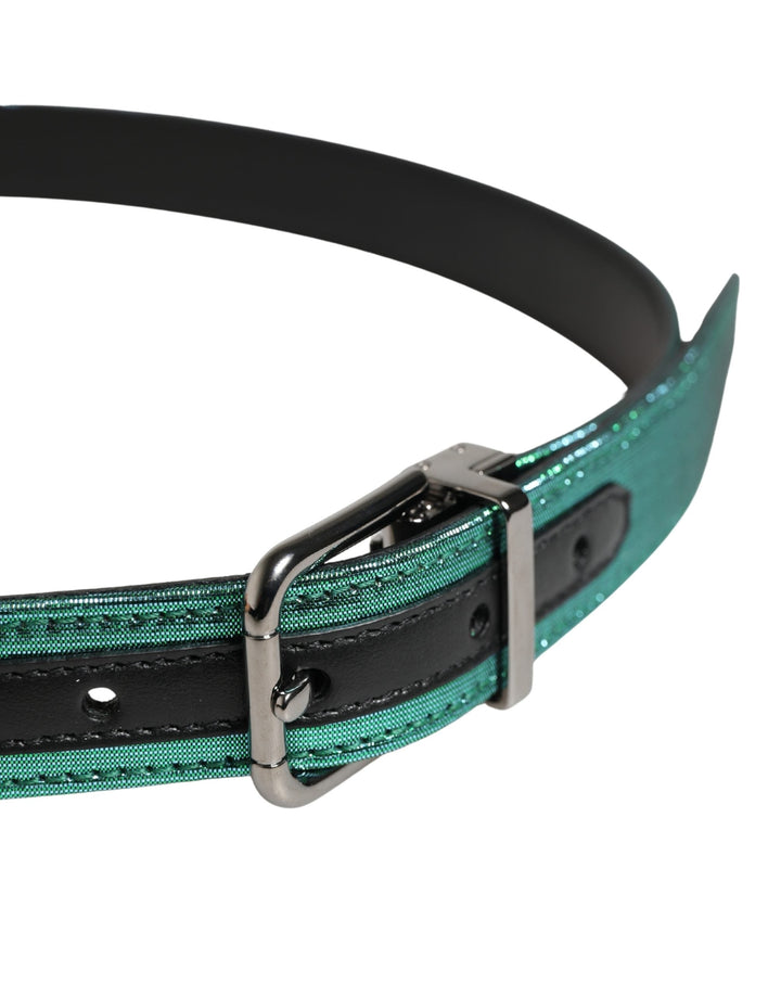 Dolce &amp; Gabbana Men Green Lurex Polyester Metal Buckle Belt