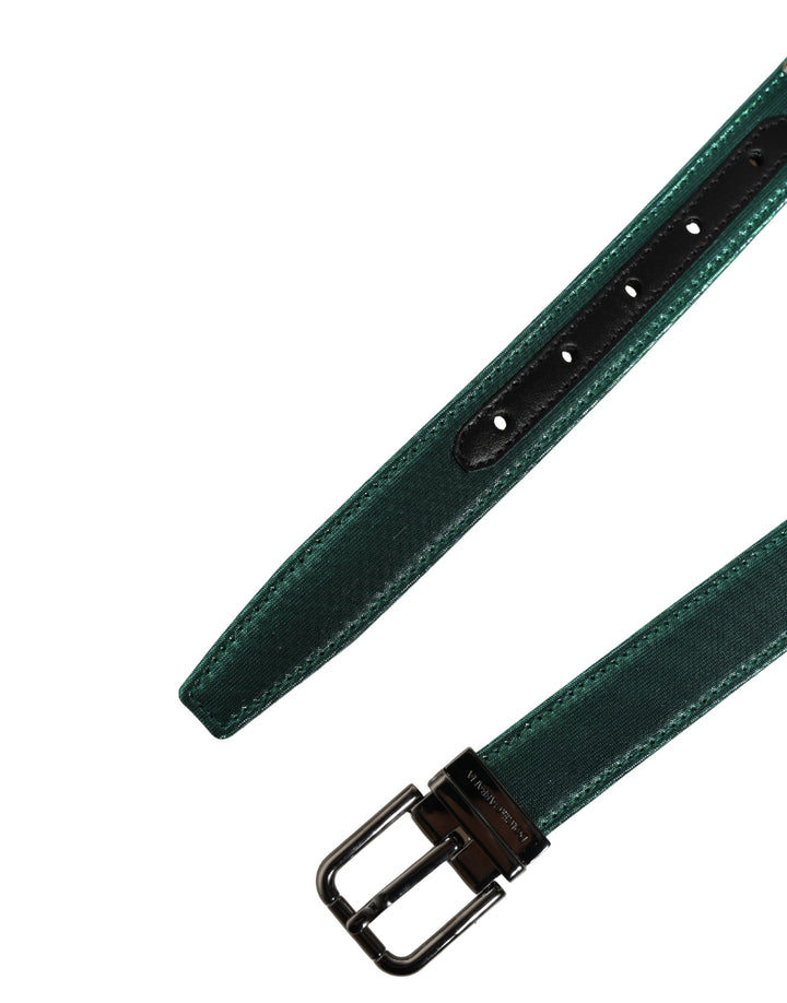 Dolce &amp; Gabbana Men Green Lurex Polyester Metal Buckle Belt