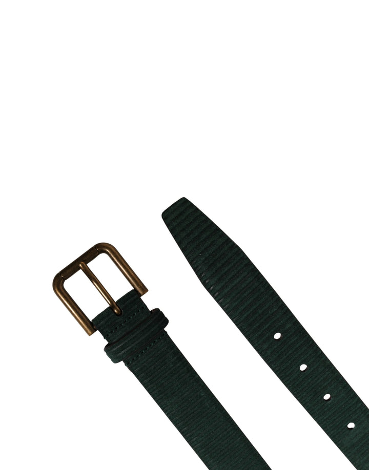 Dolce &amp; Gabbana Men Green Velvet Leather Metal Buckle Belt