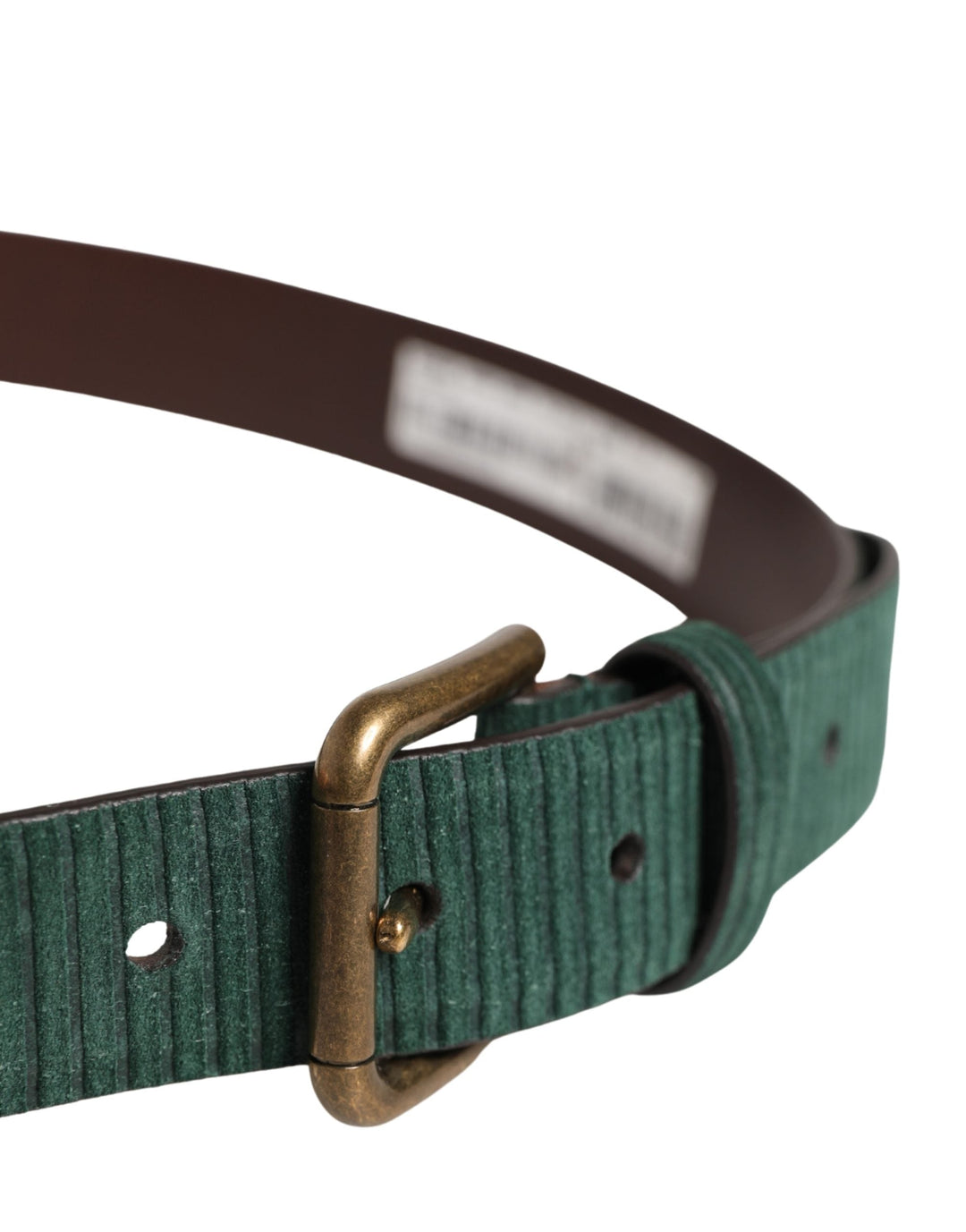 Dolce &amp; Gabbana Men Green Velvet Leather Metal Buckle Belt