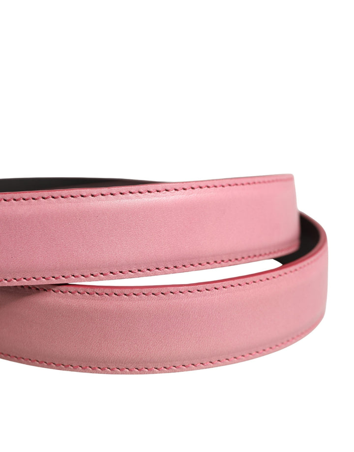 Dolce &amp; Gabbana Men Pink Classic Leather Metal Buckle Belt
