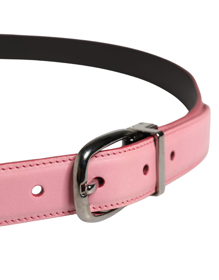 Dolce &amp; Gabbana Men Pink Classic Leather Metal Buckle Belt