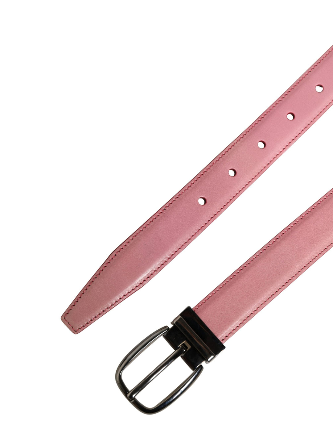 Dolce &amp; Gabbana Men Pink Classic Leather Metal Buckle Belt