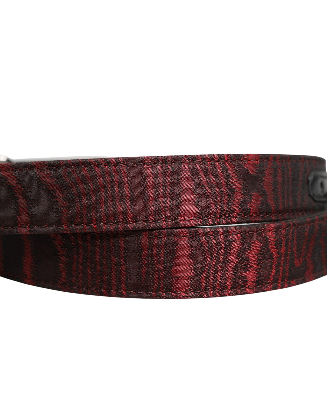 Dolce &amp; Gabbana Men Red Jacquard Acetate Metal Buckle Belt