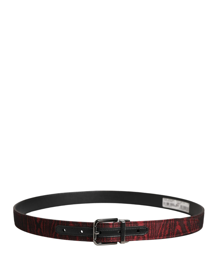 Dolce &amp; Gabbana Men Red Jacquard Acetate Metal Buckle Belt