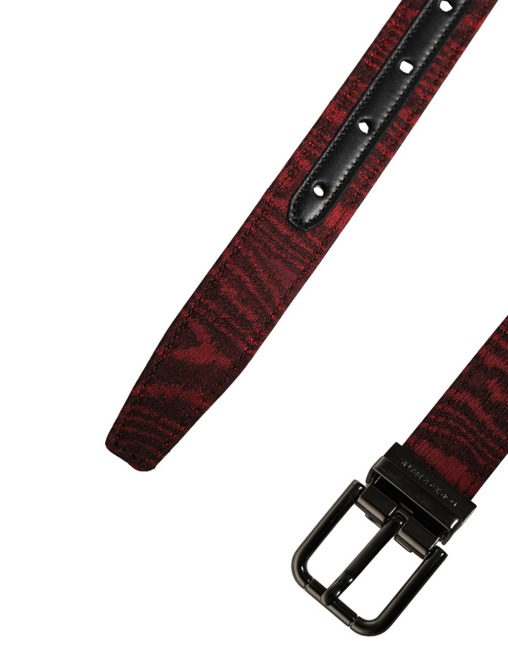 Dolce &amp; Gabbana Men Red Jacquard Acetate Metal Buckle Belt