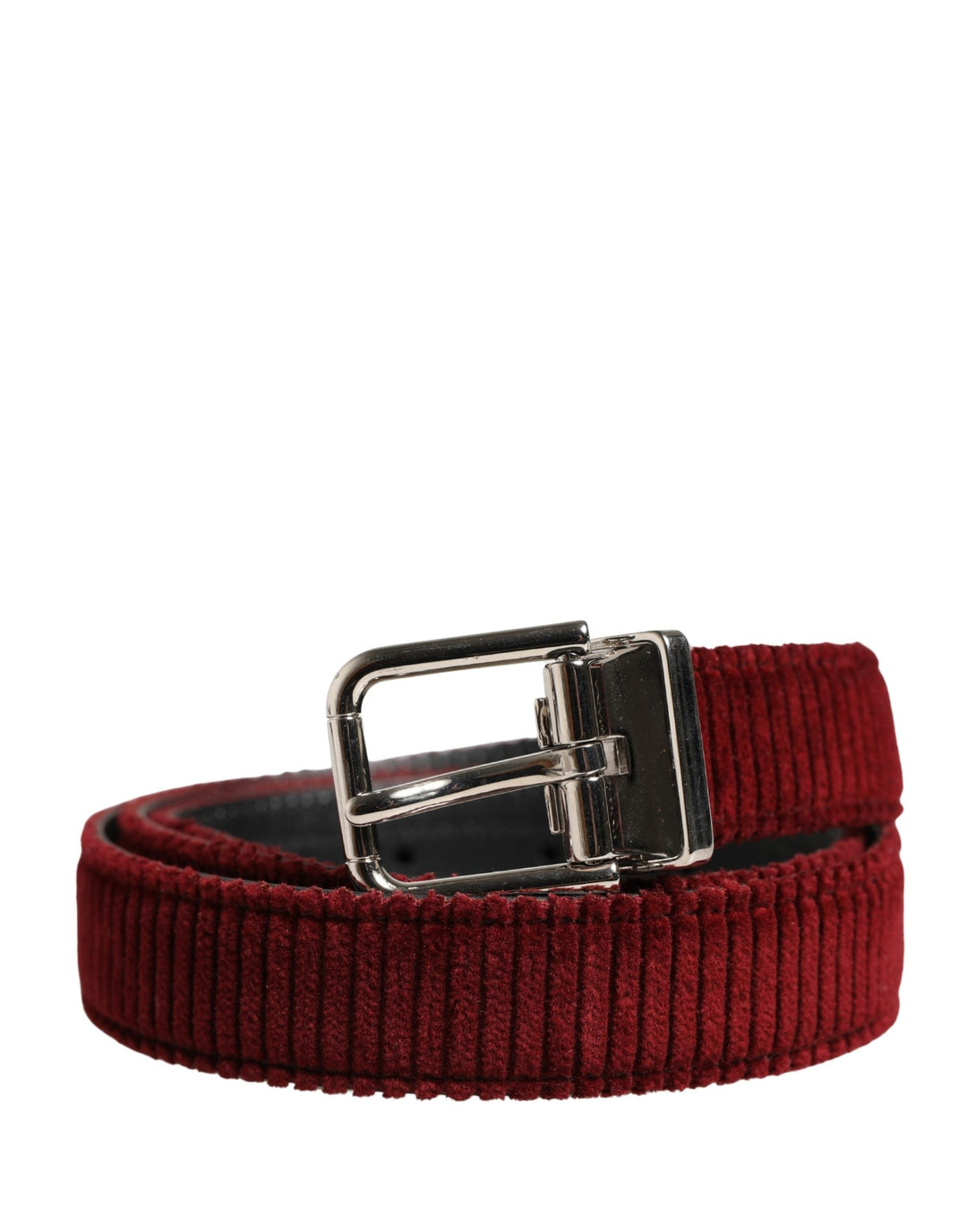Dolce &amp; Gabbana Men Red Velvet Leather Metal Buckle Belt