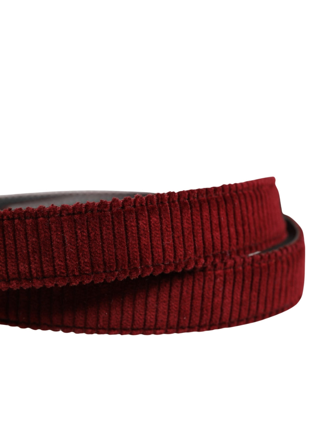 Dolce &amp; Gabbana Men Red Velvet Leather Metal Buckle Belt