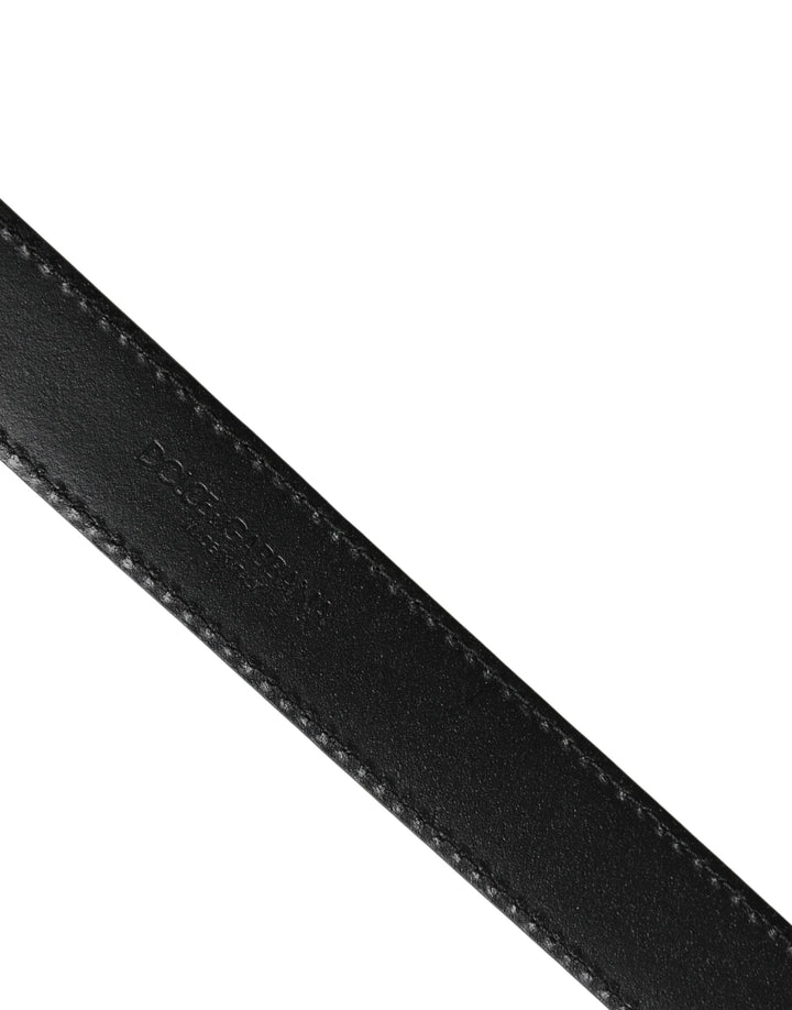Dolce &amp; Gabbana Men Silver Classic Leather Square Buckle Belt