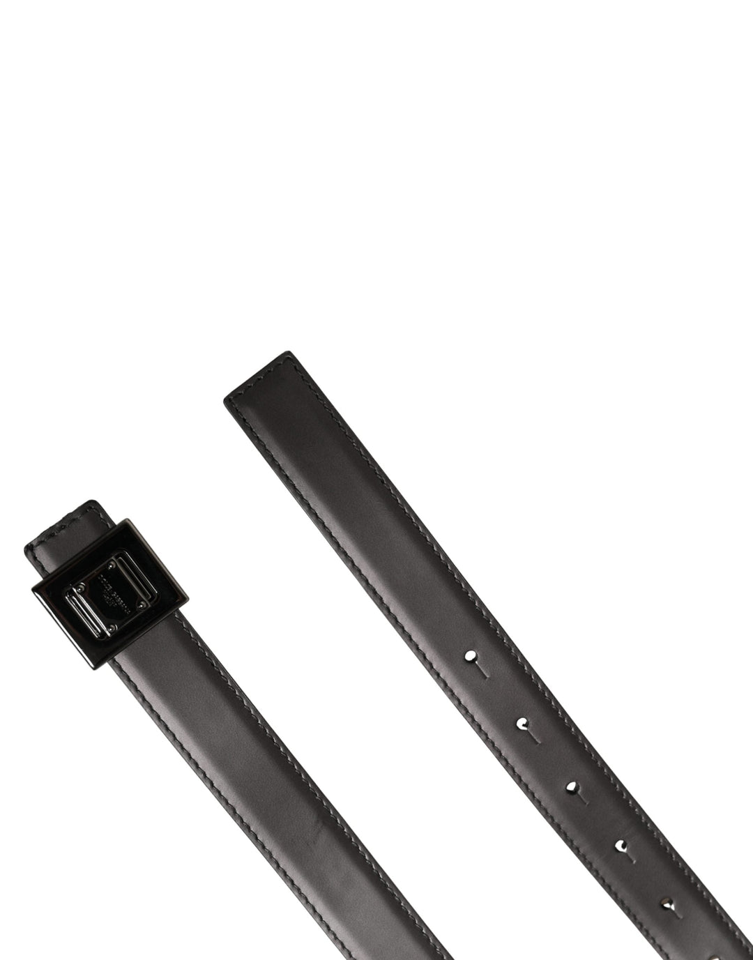 Dolce &amp; Gabbana Men Silver Classic Leather Square Buckle Belt