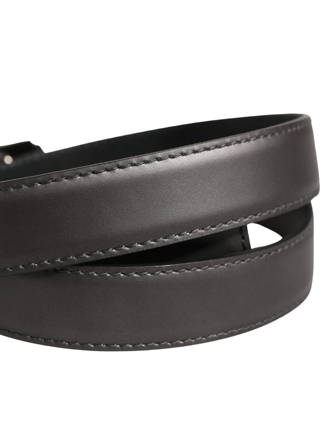 Dolce &amp; Gabbana Men Silver Classic Leather Square Buckle Belt
