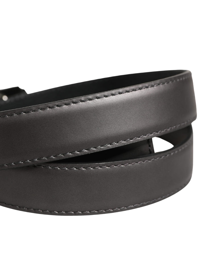 Dolce &amp; Gabbana Men Silver Classic Leather Square Buckle Belt