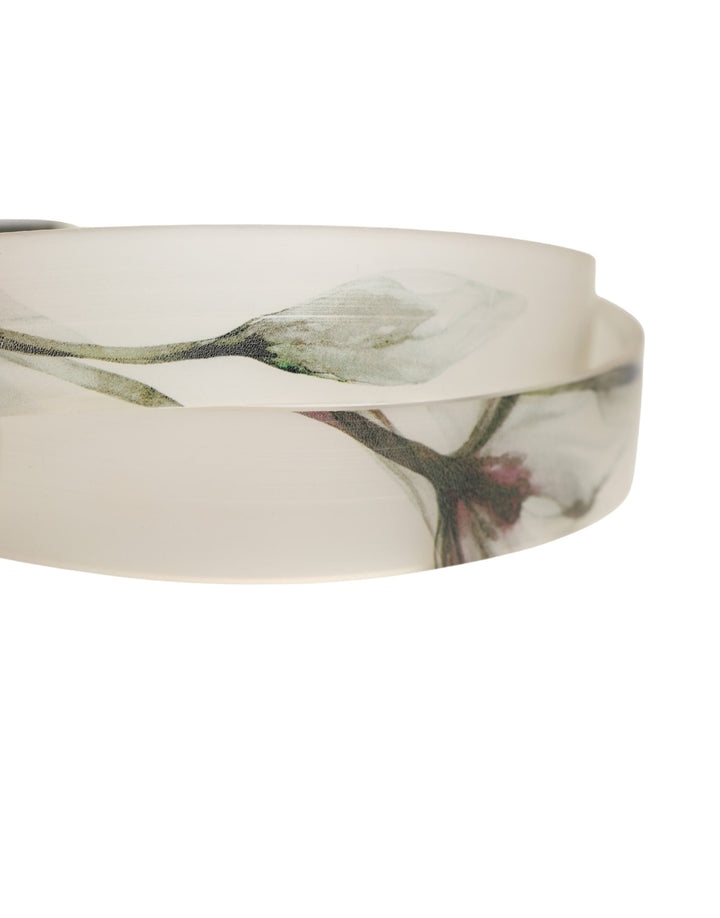 Dolce &amp; Gabbana Men White Floral Pvc Silver Metal Buckle Belt