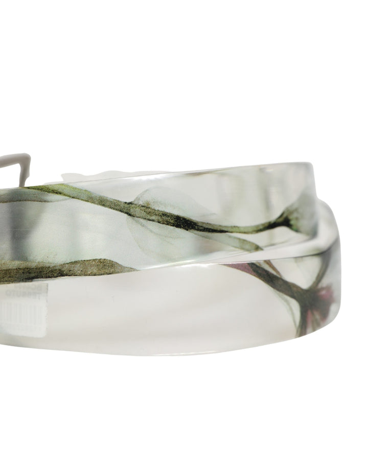 Dolce &amp; Gabbana Men White Floral Pvc Silver Metal Buckle Belt
