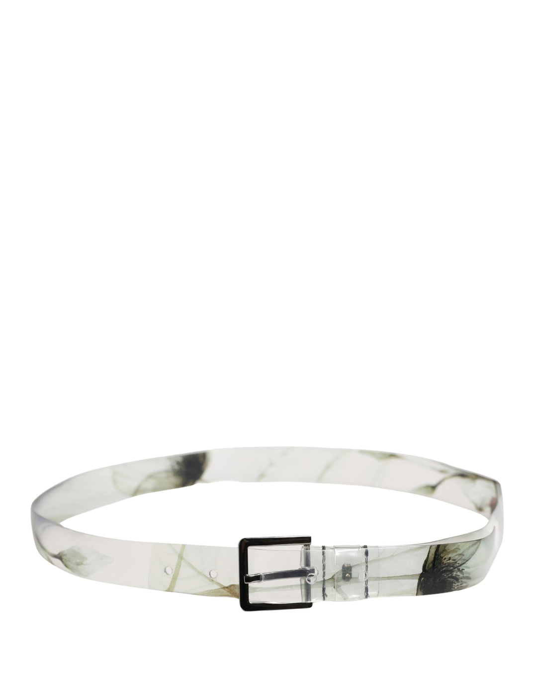 Dolce &amp; Gabbana Men White Floral Pvc Silver Metal Buckle Belt