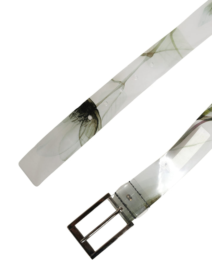 Dolce &amp; Gabbana Men White Floral Pvc Silver Metal Buckle Belt